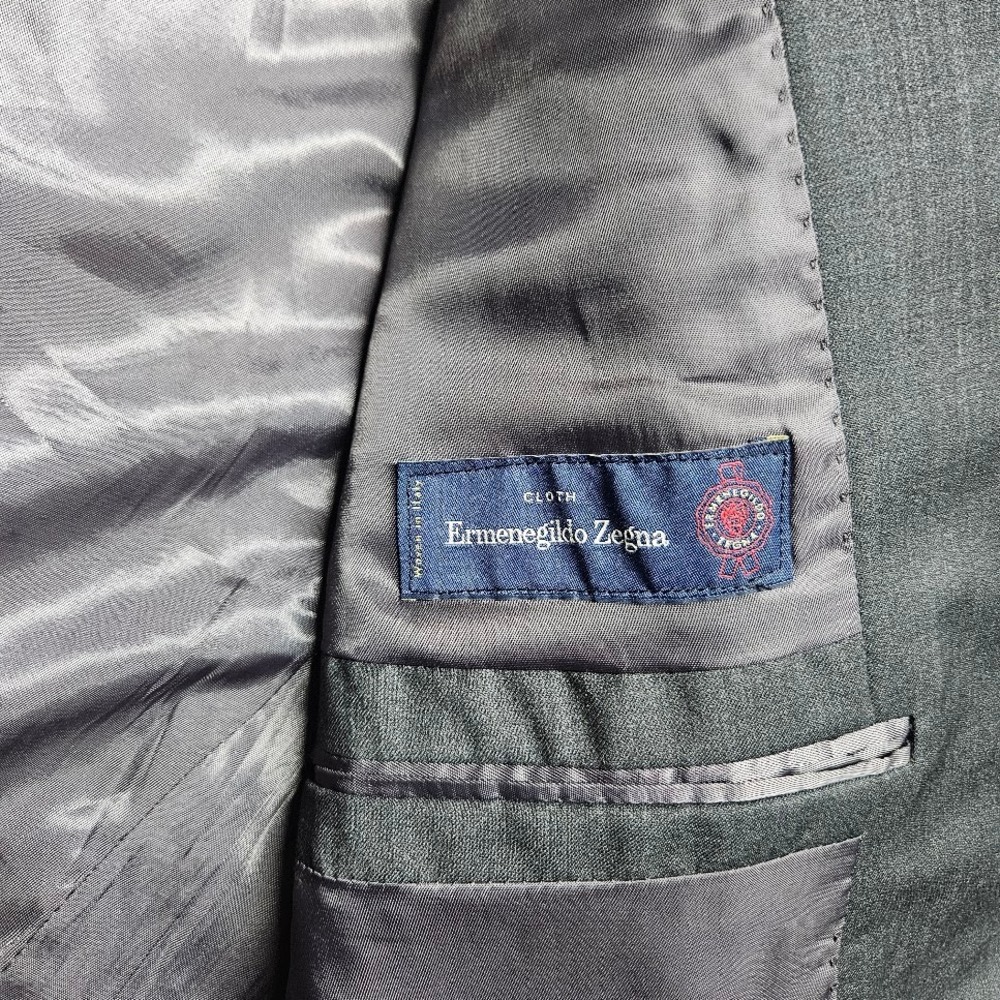 Saks Fifth Avenue Blazer Mens 42R Grey Ermenegildo Zegna Wool Sport Coat - Picture 14 of 15